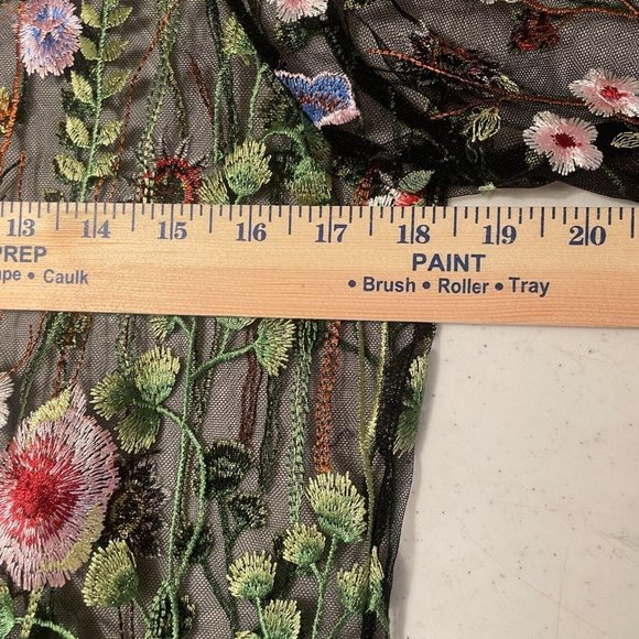 Lulu's 3D Floral Botanical Midi Dress Size Small Embroidered Sheer Black Mesh - Picture 13 of 16